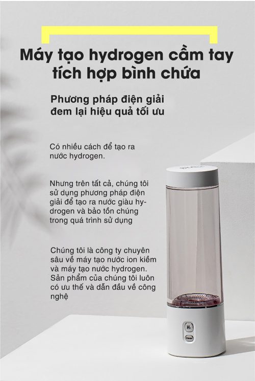 Máy tạo nước hydrogen dạng cầm tay tích hợp bình chứa Biontech, model: BTH-101T