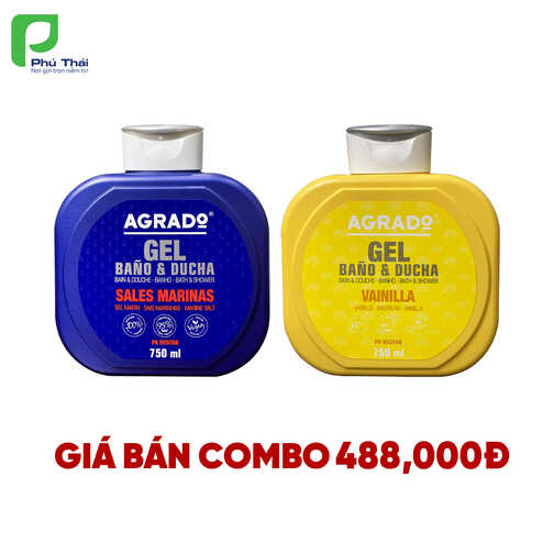 Combo 1: Sữa tắm Agrado hương Vanilla và Sữa tắm Agrado hương Marine Salt